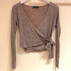 Mauve Wrap Cropped Top